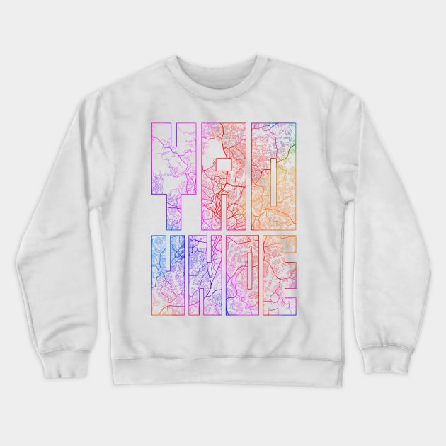 Yaounde, Cameroon City Map Typography - Colorful Crewneck Sweatshirt by deMAP Studio